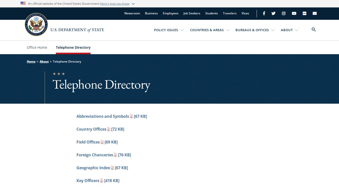 Telephone Directory - United States Department of State